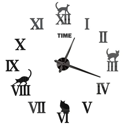 3D DIY Wall Clock - Modern Acrylic Mirror Sticker Quartz Clock For Living Room Decor With Silent Movement