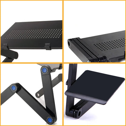 Adjustable Aluminum Laptop Desk Stand - Portable Ergonomic Lapdesk with Mouse Pad for Bed, Sofa, and TV Viewing