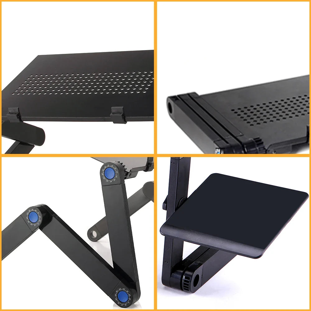 Adjustable Aluminum Laptop Desk Stand – Portable Ergonomic Lapdesk with Mouse Pad for Bed, Sofa & TV Use