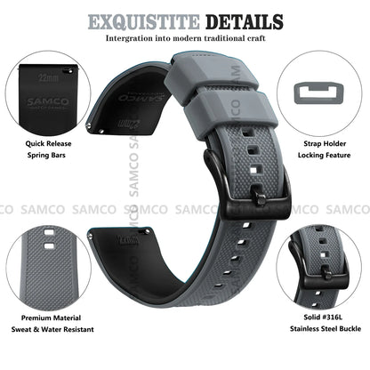 Premium Silicone Watch Band – Quick Release Rubber Strap, 18mm 20mm 22mm Replacement Watchband
