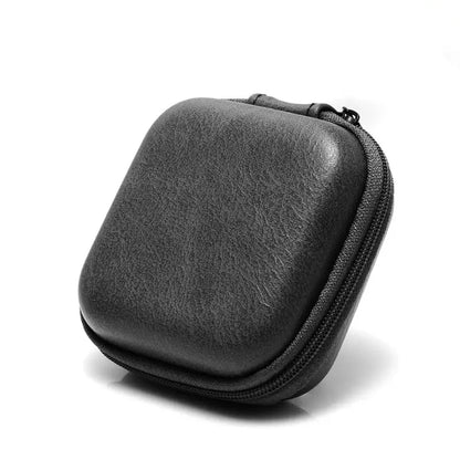 Leather USB Data Cable & Earphone Storage Bag – Mini Portable Zipper Headphone Case and Earbuds Pouch