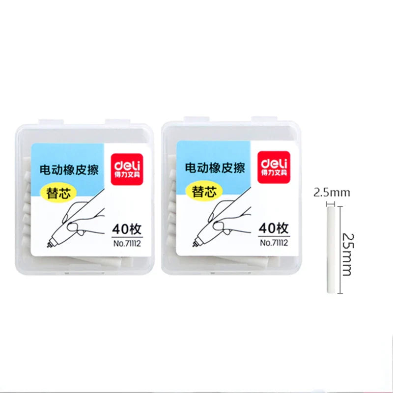 Deli Electric Eraser with Refills – 2.5/5mm Kawaii Kneaded Erasers for Pencils, Office, School & Art Supplies