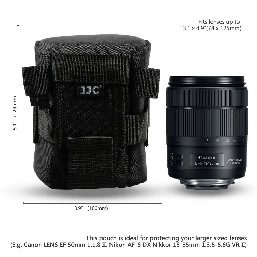 JJC Waterproof Camera Lens Bag — Storage Pouch with Belt for Canon, Nikon, Sony, Fujifilm DSLR