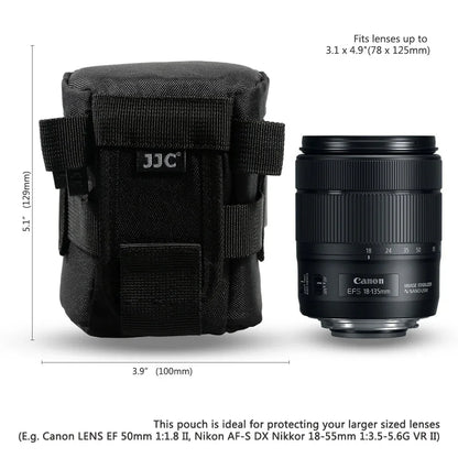 JJC Waterproof Camera Lens Bag — Storage Pouch with Belt for Canon, Nikon, Sony, Fujifilm DSLR