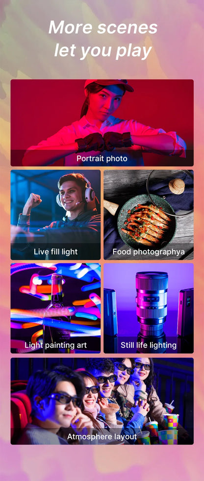Ulanzi VL120 Full Color RGB Video Light – Dimmable 2500K-9000K LED Photography & Vlog Fill Light for Cameras