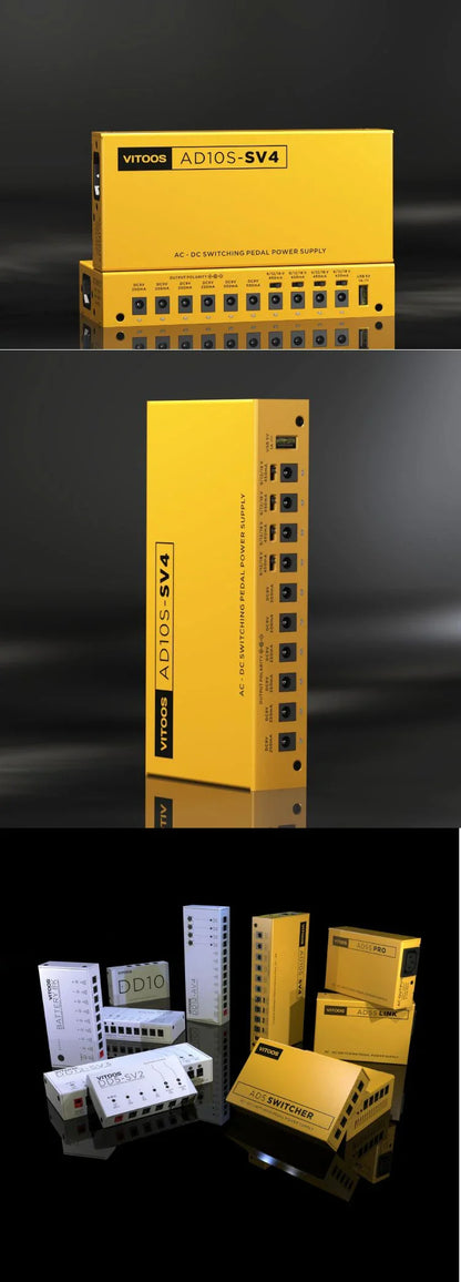 VITOOS AD10S-SV4 Effect Pedal Power Supply - Fully Isolated with Noise Reduction & High Power for Digital Effectors