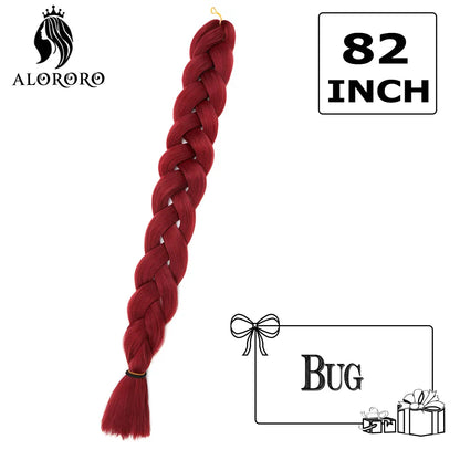 82-Inch Synthetic Braiding Hair Extensions – Jumbo Crochet Box Twist Braids in Green, Red, Pink & Yellow, Pure Color Wholesale