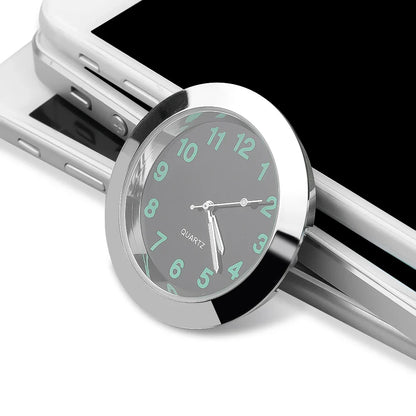 Luminous Mini Car Clock - Stick-On Digital Quartz Watch for Automobiles, 40mm & 43mm, Auto Interior Ornament