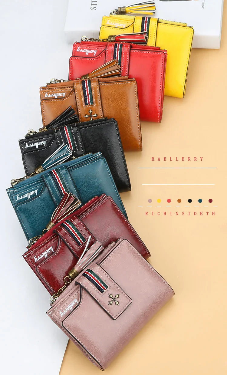 Fashion Small Leather Wallet for Women — Stylish Zipper & Hasp Card Holder, High-Quality Short Credit Card Purse