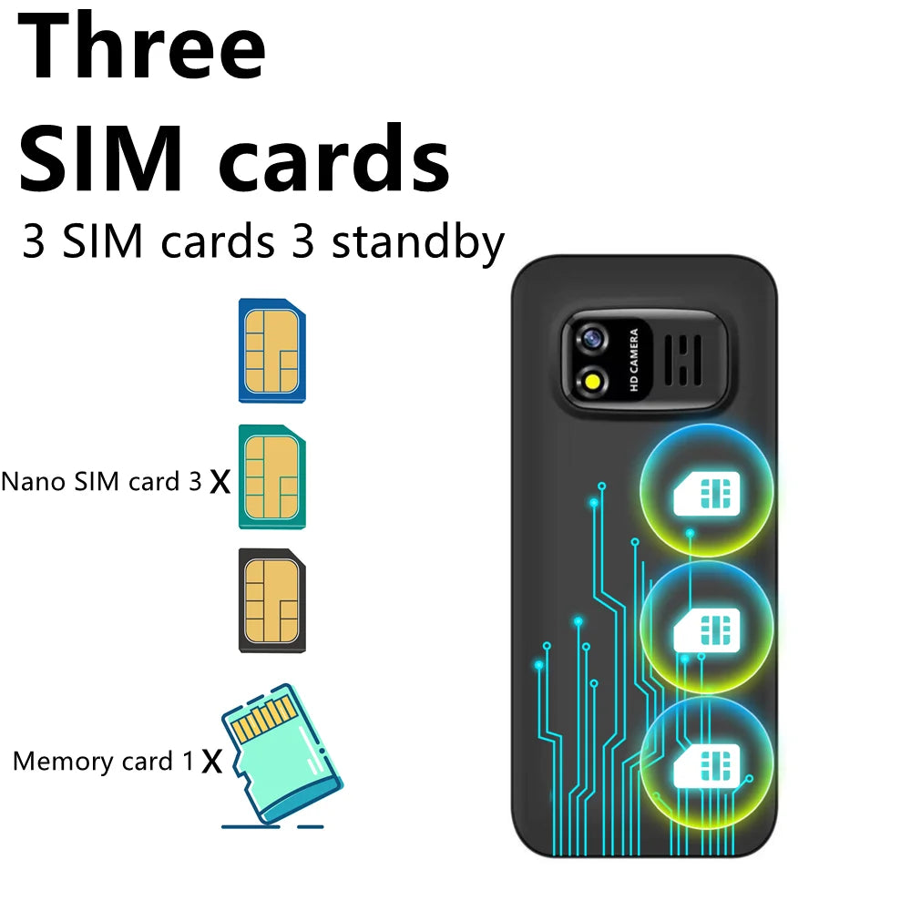 SERVO BM5310 Mini Mobile Phone — 3 SIM, 3-Standby, Auto Call Recorder, Bluetooth, Speed Dial, Magic Voice, 1.3" Display