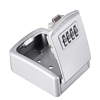 Mini Key Lock Box – Wall Mounted Alloy Safe Organizer with 4-Digit Combination for Indoor & Outdoor Security Storage