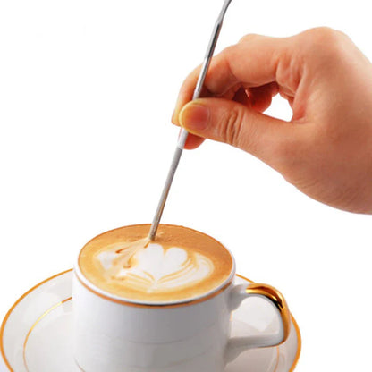16PCS Cafe Foam Template Barista Stencils - Plastic Mold for Coffee Art, Stainless Steel Latte Garland Needles for Powder Sprinkling