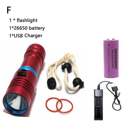 IPX8 Waterproof Diving Flashlight - 100M Underwater Professional Dive Light