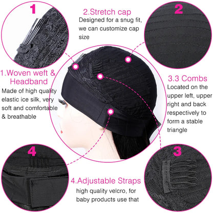 Headband Wig Human Hair - Kinky Curly MYLOCKME No Glue, Full Machine Made Brazilian Remy Hair for Women, 180% Density