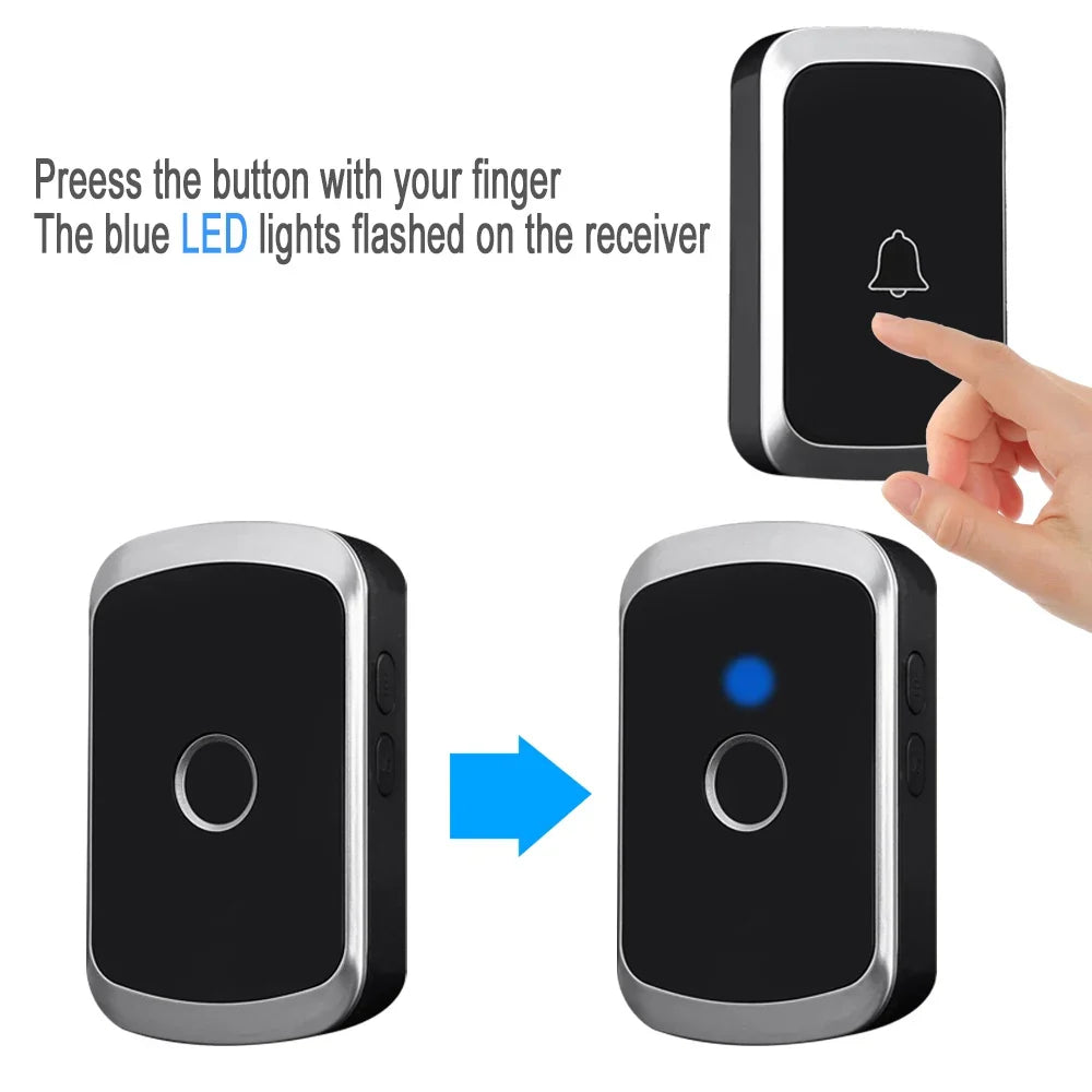 Waterproof Wireless Doorbell — AC 100V-240V EU Plug, Smart Remote Control, Battery Included, Plug & Play