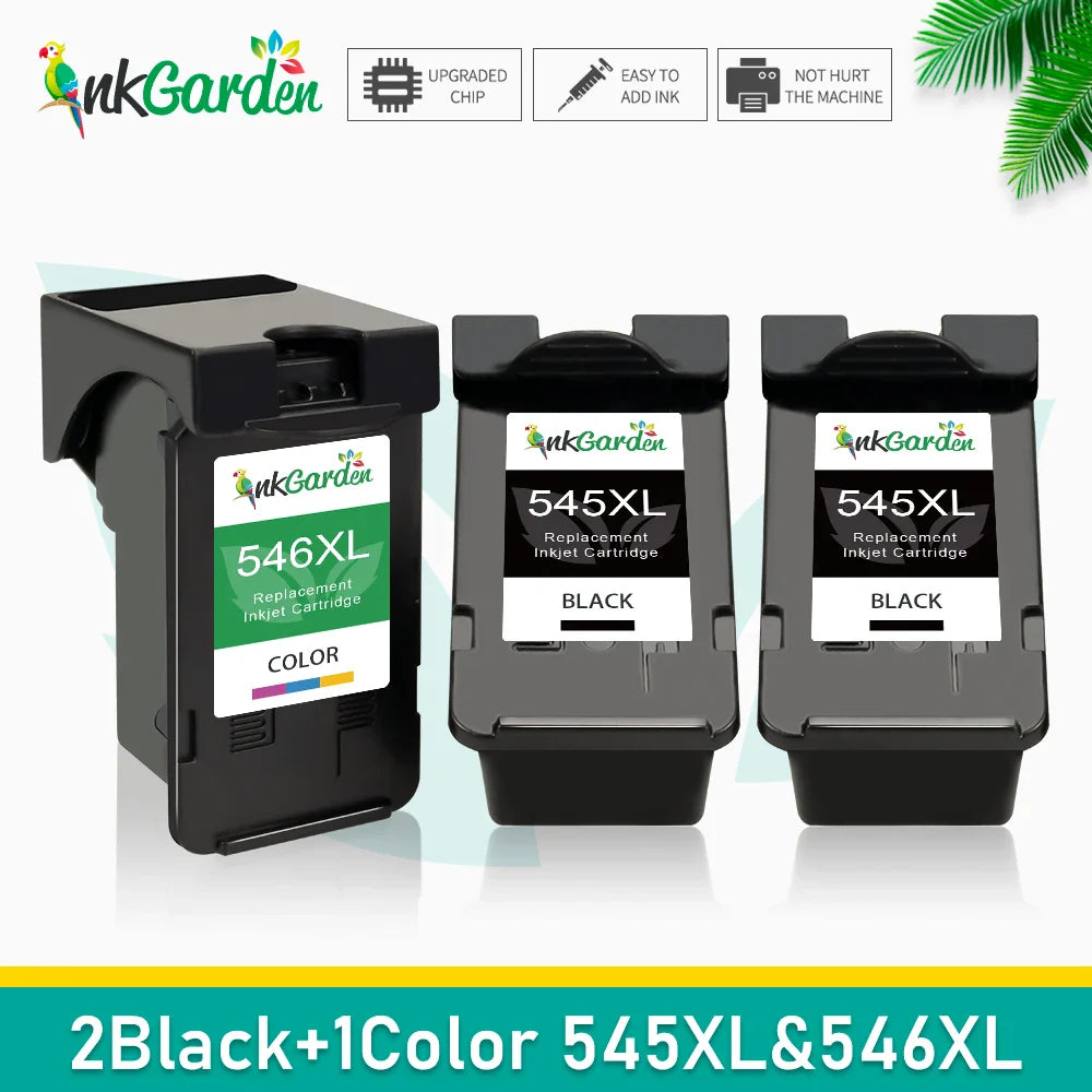 InkGarden 545XL / 546 Ink Cartridge Replacement for Canon – Compatible Ink for PIXMA MG3053, MX490, MX494 & MX495 Printers