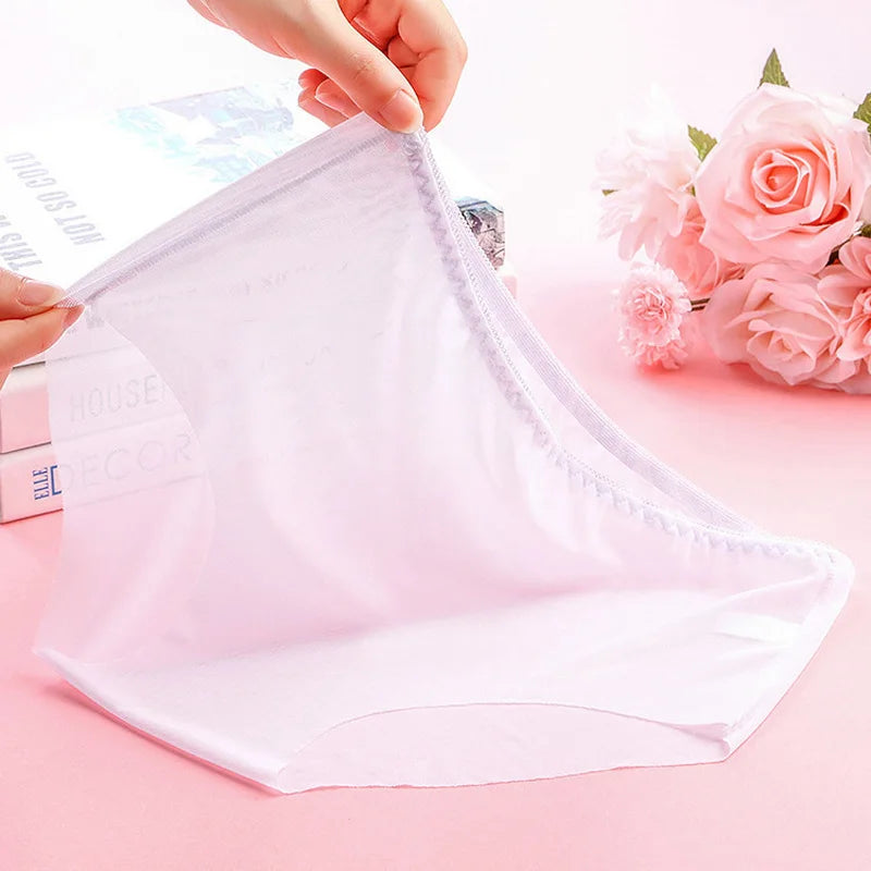 Women’s Full Transparent Panties – Sexy Seamless Ultra-Thin Mid-Rise Lace Briefs Lingerie Underwear