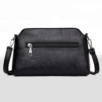 Women’s Casual Mama Messenger Bag – Small Black PU Leather Crossbody Shoulder Handbag