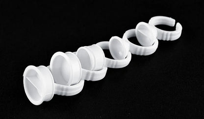 100pcs Disposable Plastic Pigment Rings — 3 Sizes White Ink Holders for Eyebrow Permanent Makeup