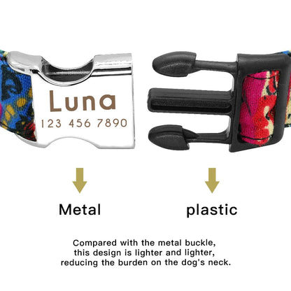 Adjustable Nylon Dog & Cat Collar – Personalized ID Collar with Engraved Name Buckle, Anti-Lost for Small, Medium & Large Pets