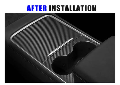 Tesla Model 3/Y 2021-2023 Center Console Panel Sticker – Wood Grain & Carbon Fiber Car Interior Cover