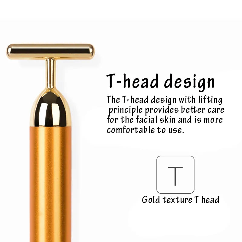 24K Gold Facial Wrinkle Lift Bar - Slimming Face Care Vibration Beauty Equipment - Facial Roller Massager with Vibration Energy
