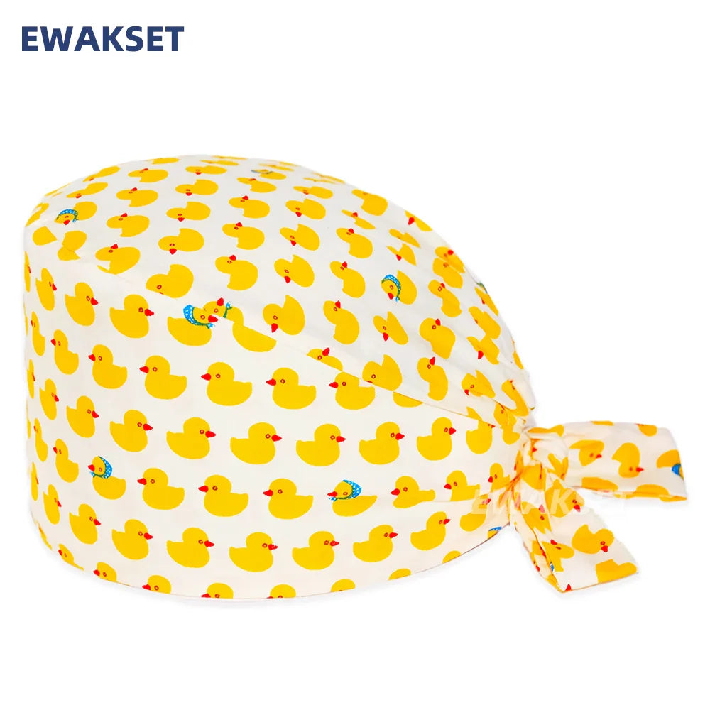 Unisex Soft Scrub Cap – Cartoon Print Surgical Hat for Men and Women, Operating Room Nursing Accessories