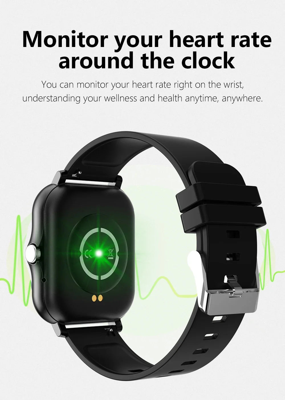 Smartwatch with Full Touch Screen — Call, Message Reminder, Music Control & Multi-Function Fitness Tracker, Compatible with iPhone & Android
