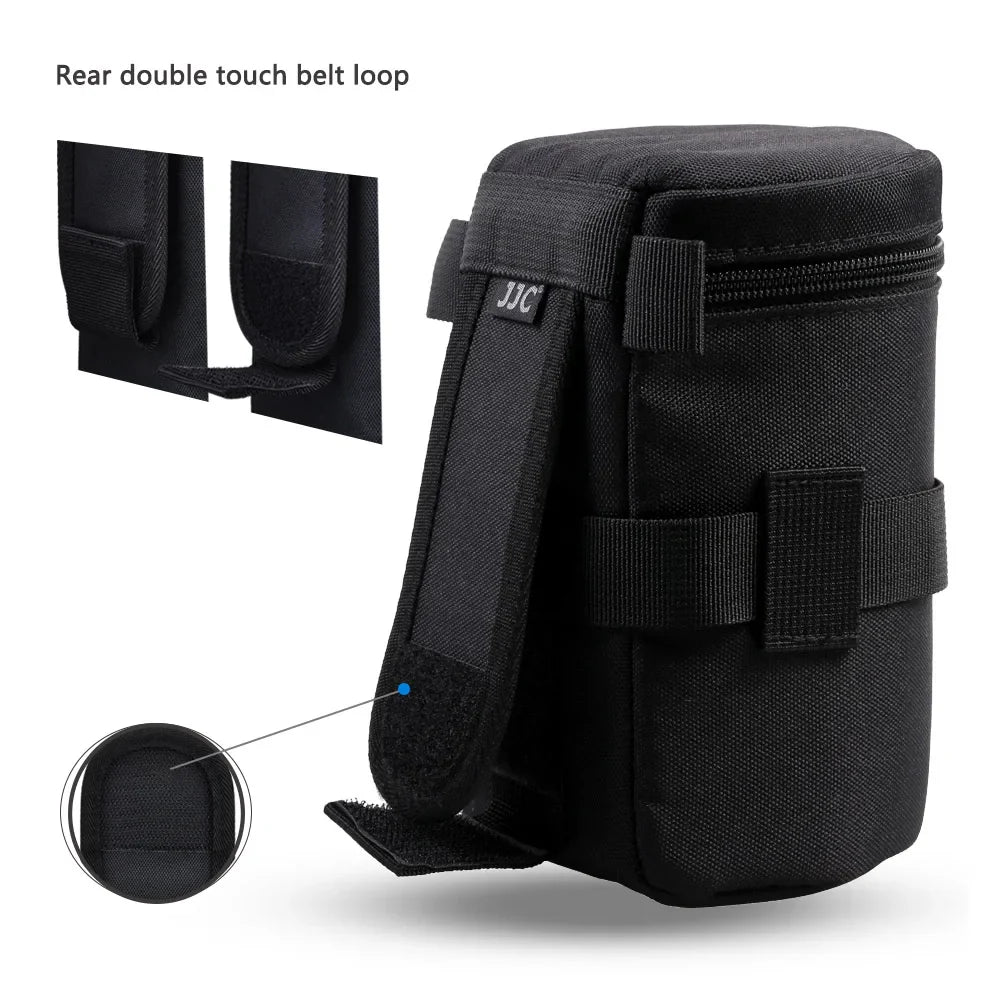 JJC Waterproof Camera Lens Bag — Storage Pouch with Belt for Canon, Nikon, Sony, Fujifilm DSLR