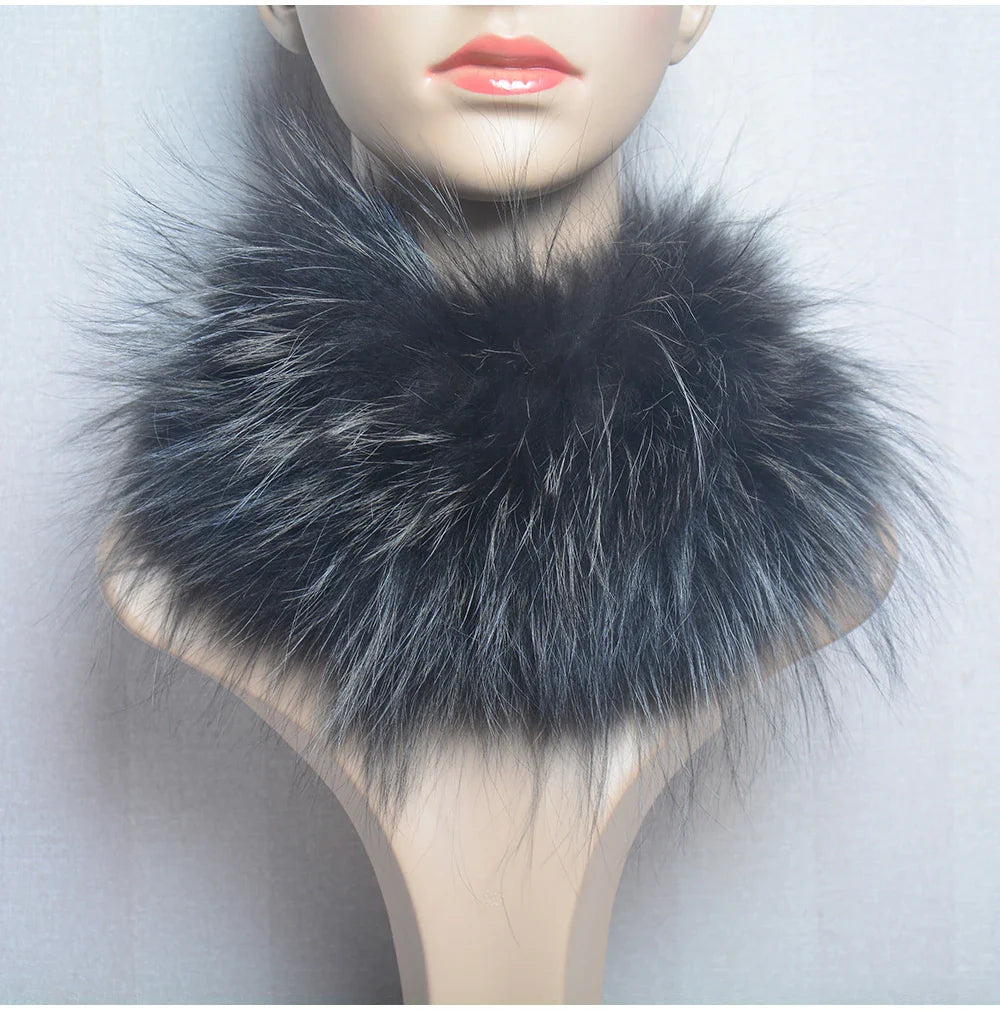 2025 Real Fox Fur Scarf and Headband – Luxury Winter Neck Warmer for Women, 100% Natural Fur, Elastic Ring Muffler