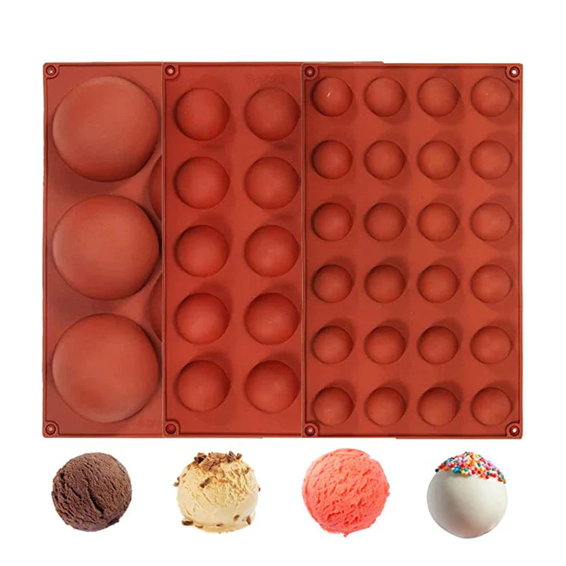 Semi-Sphere Silicone Mold — Half-Ball Chocolate, Candy, Mousse & Pastry Baking Tool for Fat Bombs