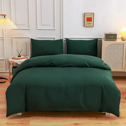 New Design Dark Green Bedding Set - Duvet Cover, Bed Sheet & Pillowcase, King/Queen/Full/Single Size (Excluding Filler), 3/4pcs