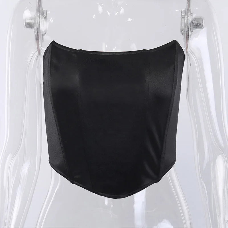 Sleeveless Off-Shoulder Velvet Corset Crop Top – Sexy Backless Bustier Vest for Women, Solid Color