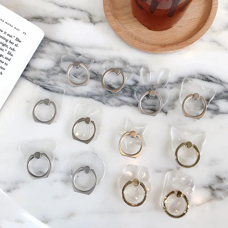Universal Magnetic Mobile Phone Holder – Cute Finger Ring Stand, Transparent for iPhone 11, 12, XS Max