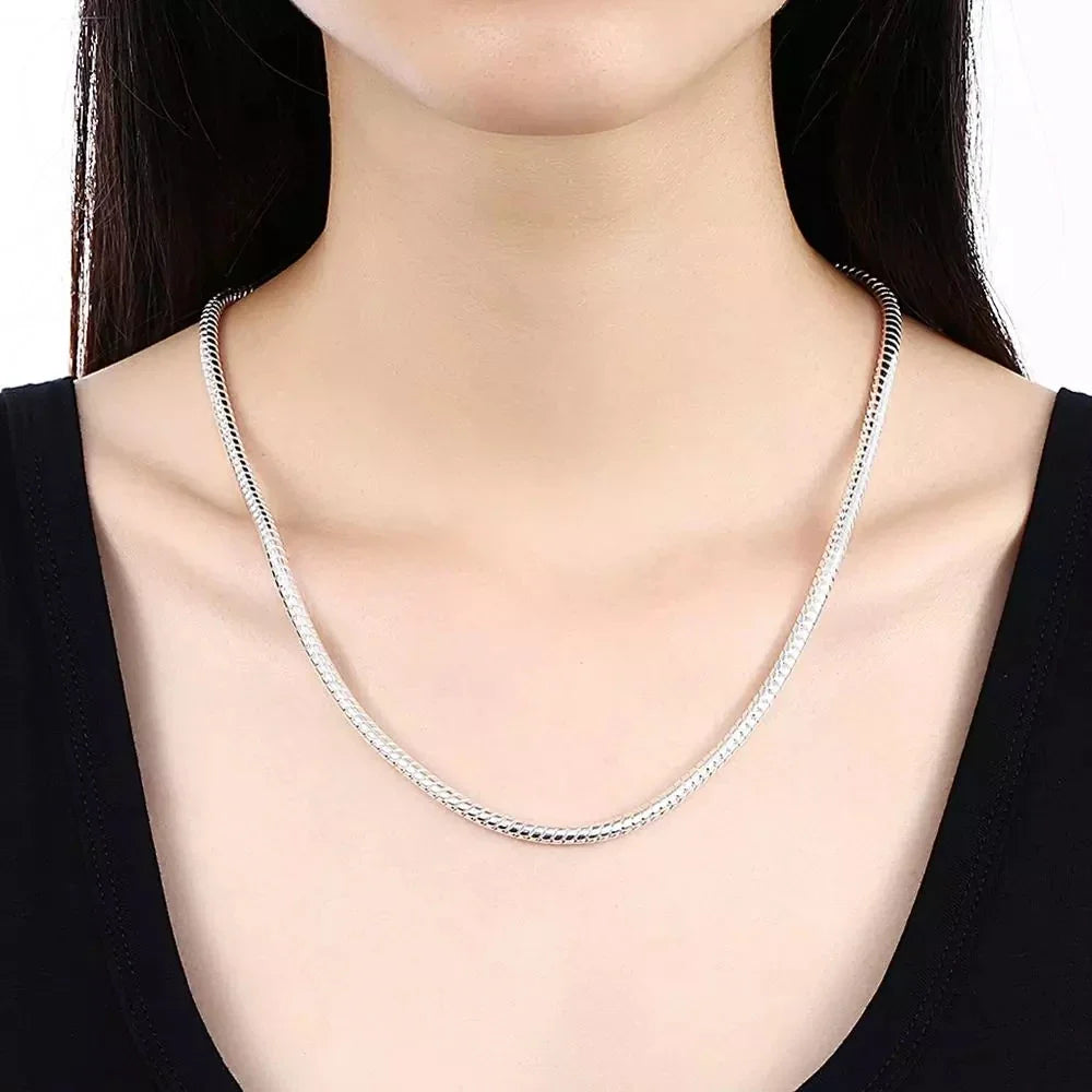 925 Sterling Silver Snake Chain Necklace — 1MM/2MM/3MM, 40–75cm for Men & Women, Fashion Jewelry Pendant, Free Shipping
