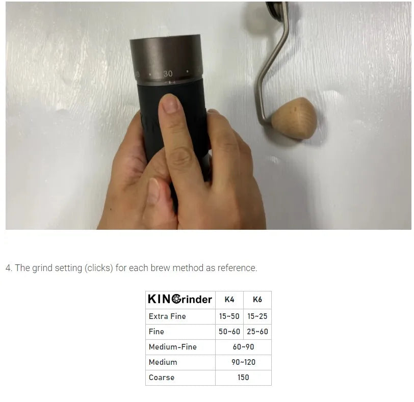 KINGrinder K4/K6 Manual Coffee Grinder — Portable 420 Stainless Steel Mill with 48mm Titanium-Plated Burr