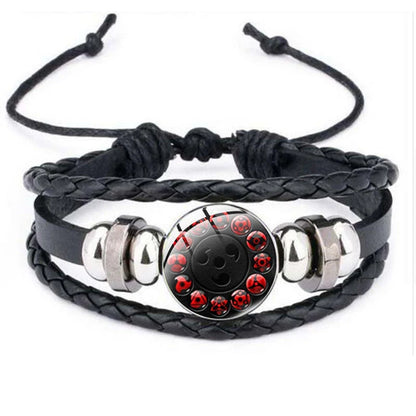 Anime Sharingan Eye Leather Bracelet – Vintage Goth Fashion Bangle for Men Fans Jewelry Gift