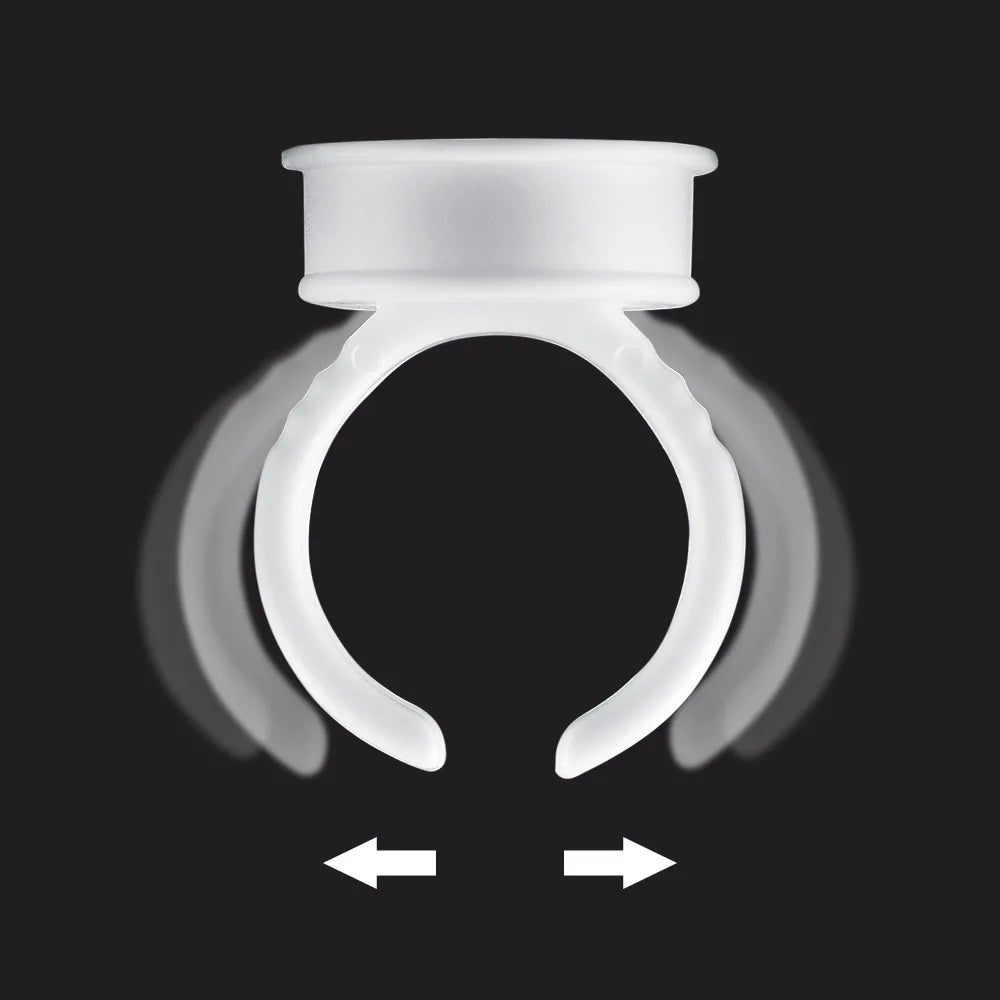 100pcs Disposable Plastic Pigment Rings — 3 Sizes White Ink Holders for Eyebrow Permanent Makeup