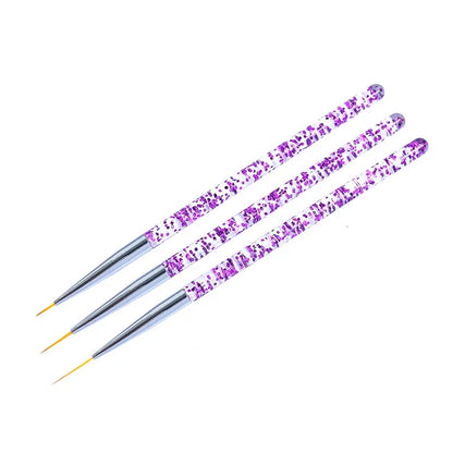 3PCS Acrylic French Nail Art Painting Pens - Slim Line Drawing Brushes for 3D Tips, UV Gel & Manicure Designs