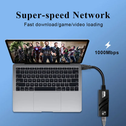 10/100/1000Mbps USB 3.0 Type-C to RJ45 LAN Ethernet Adapter — RTL8153 Network Card for PC, MacBook, Windows Laptop