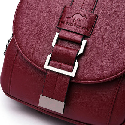 Multifunctional Women's Leather Backpack - Casual Style for Teen Girls, School and Travel Bagpack, Ladies' Chest Bag Sac