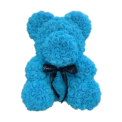 2024 40cm Rose Bear – Heart-Shaped Artificial Flower Teddy Bear for Valentine’s, Wedding, Birthday & Christmas Gifts