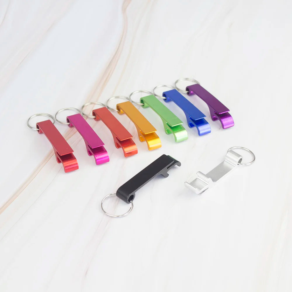 100pcs Custom Aluminum Can Opener Keychain — Portable Promotional Giveaway with Logo for Restaurants
