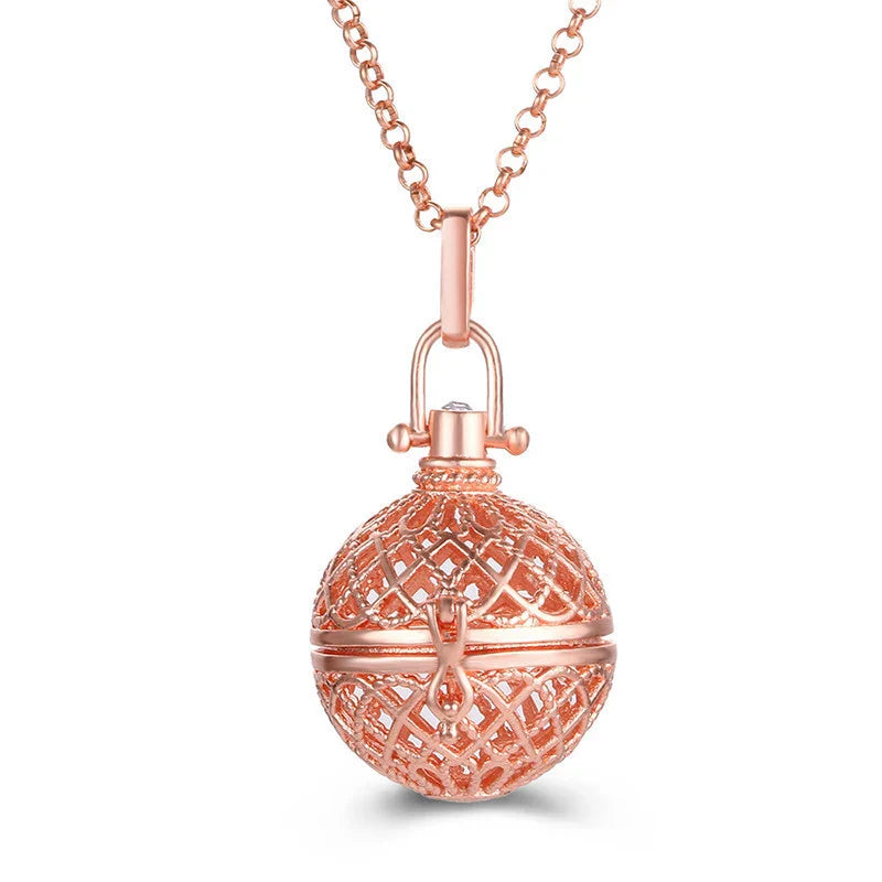Mexico Music Ball Hollow Zircon Pendant Necklace – Vintage Perfume Aromatherapy Locket for Women