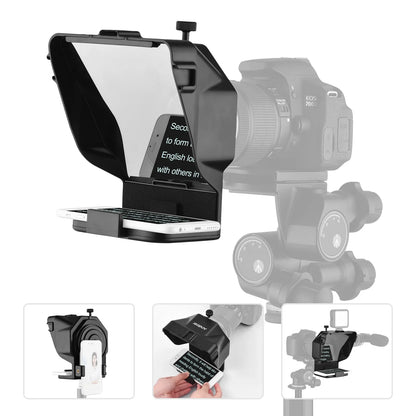 Andoer Portable Smartphone Teleprompter – with Phone Holder & Remote Control for Video Recording, Live Streaming, Interviews