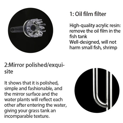 ZRDR Aquarium Filter Accessories – Stainless Steel External Inlet/Outlet Tube & Oil Film Remover for Fish Tanks