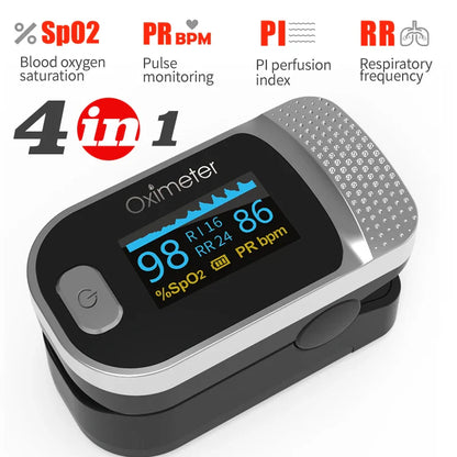 KIUZOU Finger Pulse Oximeter – SPO2, PR, PI, RR Blood Oxygen Saturation & Heart Rate Monitor, OLED Display
