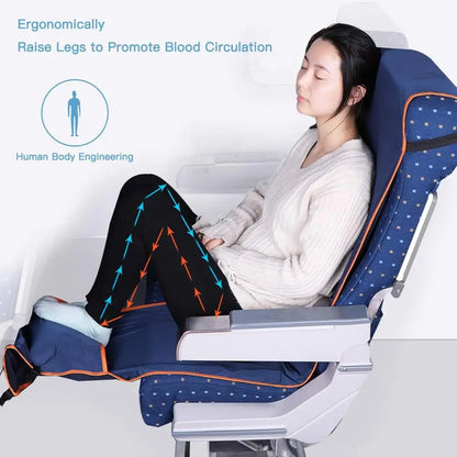 Adjustable Footrest Hammock with Inflatable Pillow - Seat Cover for Planes, Trains, and Buses