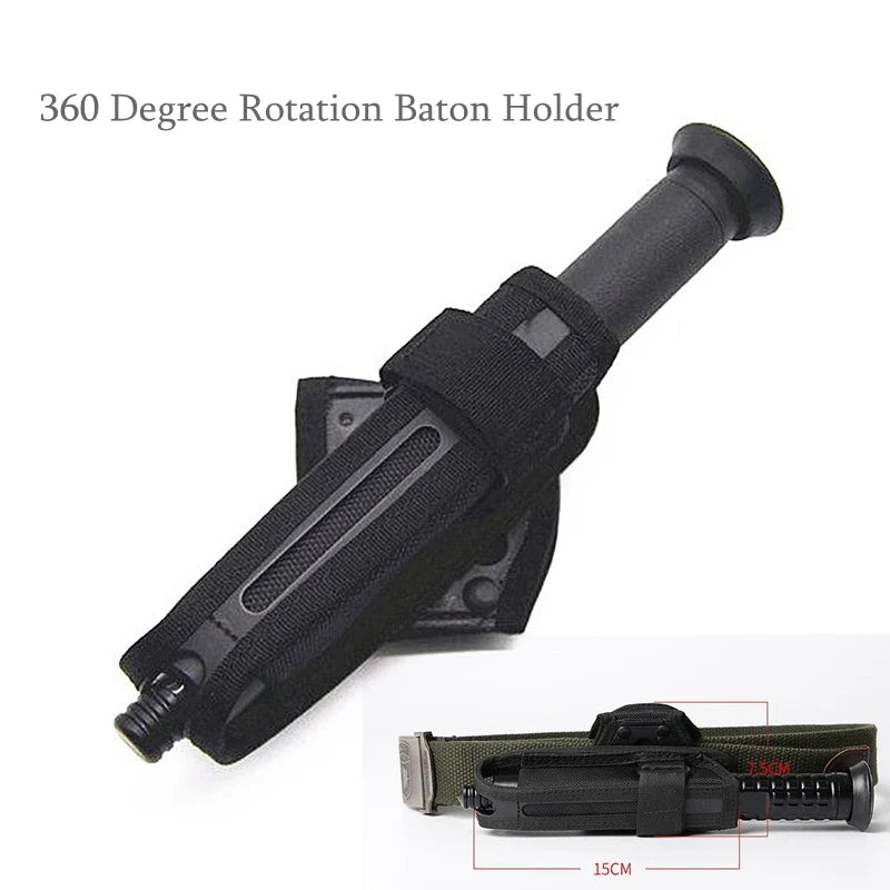 Tactical Nylon Baton Holster - 360 Degree Rotating Molle Pouch Bag for Hunting, Airsoft & Magazine Storage Organizer