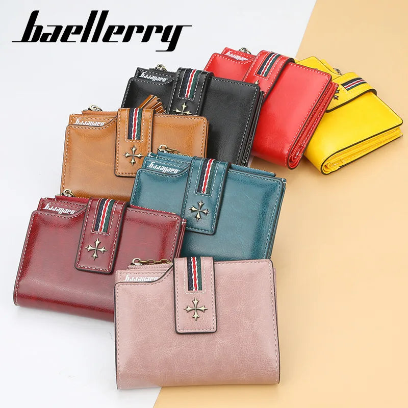Fashion Small Leather Wallet for Women — Stylish Zipper & Hasp Card Holder, High-Quality Short Credit Card Purse